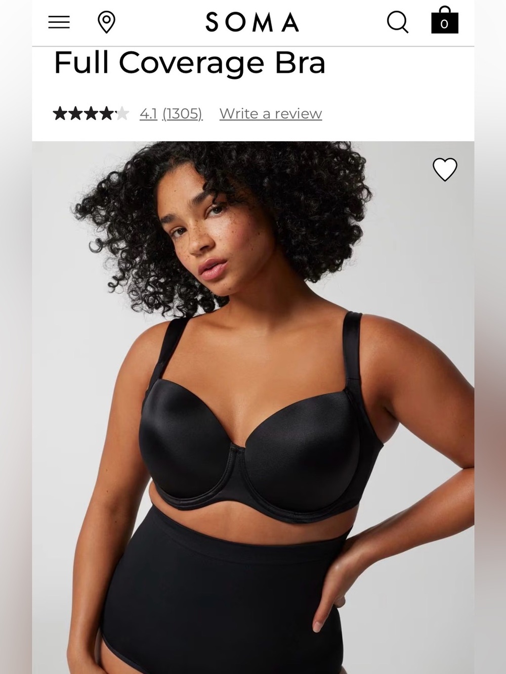 Soma Full Coverage Black Bra